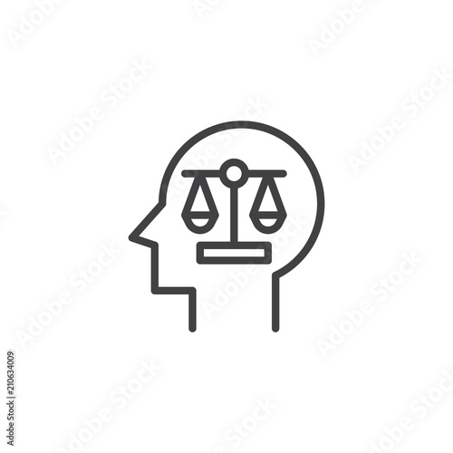 Scale Balance In Human Head Outline Icon Linear Style Sign For