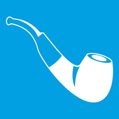 Wall Mural - Smoking pipe icon white isolated on blue background vector illustration