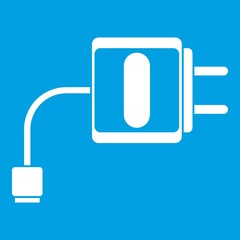 Poster - Mini charger icon white isolated on blue background vector illustration