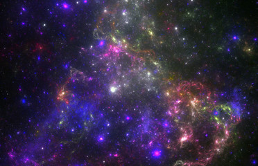 Wall Mural - Illustration of a space and starfield on a dark background.