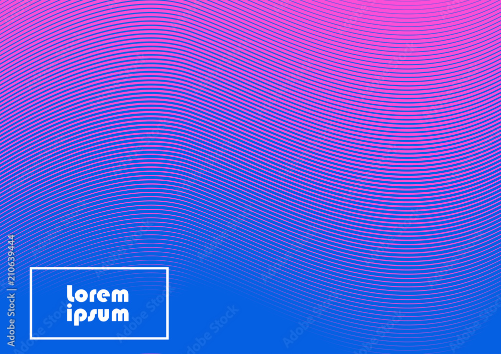 Horizontal abstract background with striped halftone pattern in neon ...