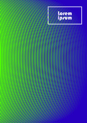 Wall Mural - Vertical abstract background with striped halftone pattern in neon colors. Texture of gradient semicircle line ornament. Design template of flyer, banner, cover, poster in A4 size. Vector 