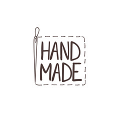 Poster - Vector Hand Drawn Handmade Logo Template, Doodle Cute Sign Background.