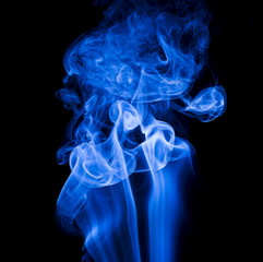 Blue smoke on black background