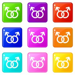 Wall Mural - Gay love sign icons of 9 color set isolated vector illustration