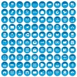 © ylivdesign - 100 postal service icons set in blue circle isolated on white vector illustration