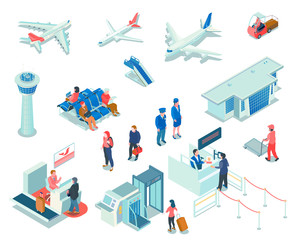 Wall Mural - Airport Icons On White Background 