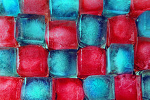 Colored Red And Blue Ice Cubes