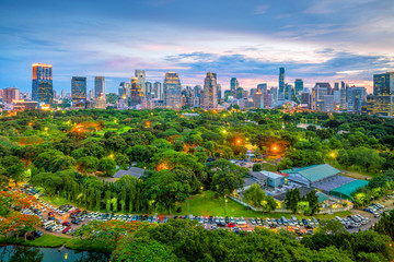 Bangkok city skyline from top view in Thailand