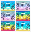 Collection of banners with tropical palms for Summer Sale. Vector.