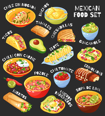 Poster - Mexican Food Set Chalkboard 