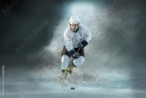 Caucasian ice hockey Players in dynamic action in a professional Wallpaper Mural