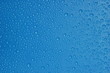 water drops blue color texture background close-up.