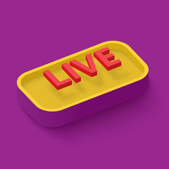 Wall Mural - color live 3d web sign isolated on purple background.