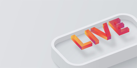 Wall Mural - color live 3d web sign isolated on white background.