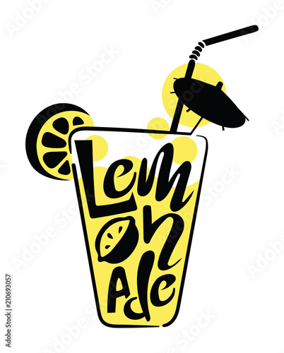 Fotomural Logo of lemonade in a glass with words