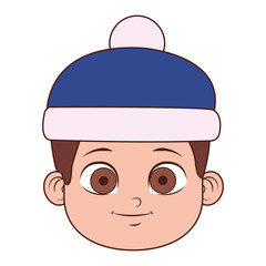 Cute boy face with beanie hat vector illustration graphic design