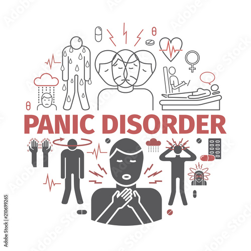 Fotografía Panic disorder banner. Vector illustration