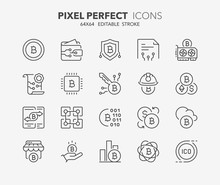 Crypto Currency Thin Line Icons