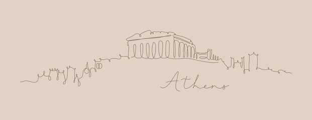 Canvas Print - Pen line silhouette athens beige