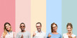 © Krakenimages.com - Mixed group of people, women and men smiling broadly showing thumbs up gesture to camera, expression of like and approval