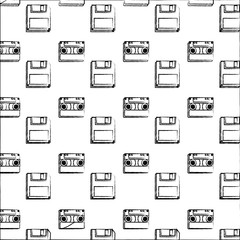 Wall Mural - background of Casette and diskette pattern, vector illustration