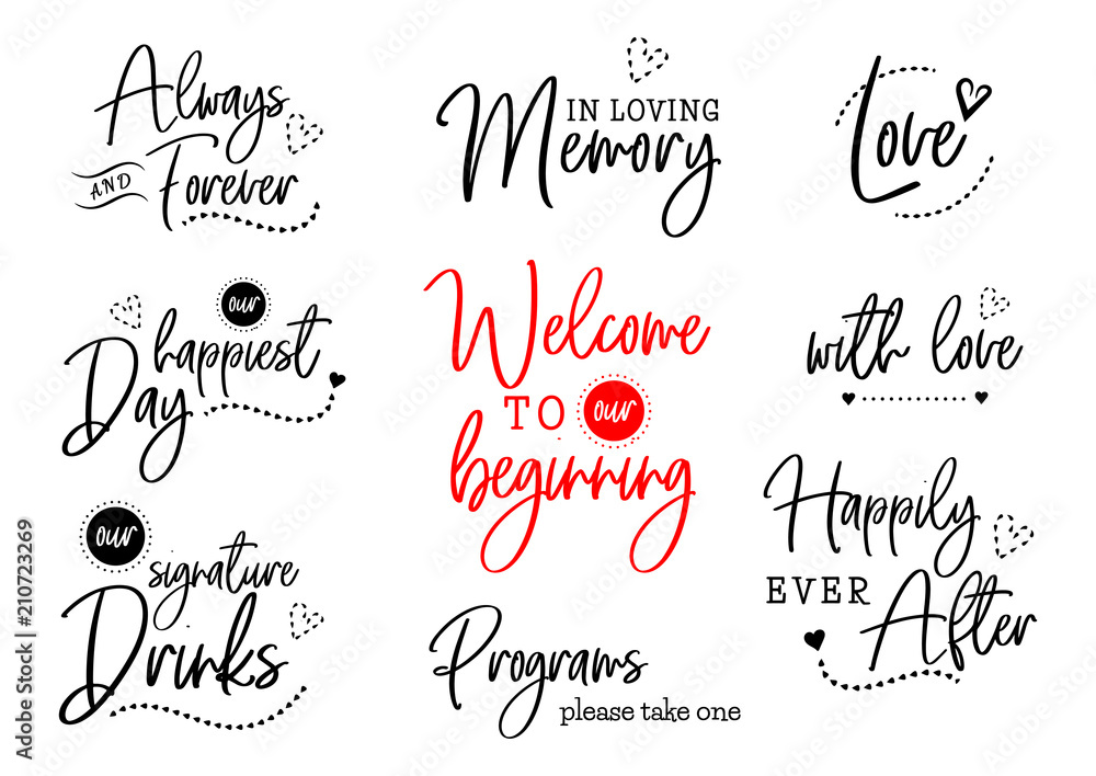 welcome to our wedding lettering - obrazy, fototapety, plakaty 