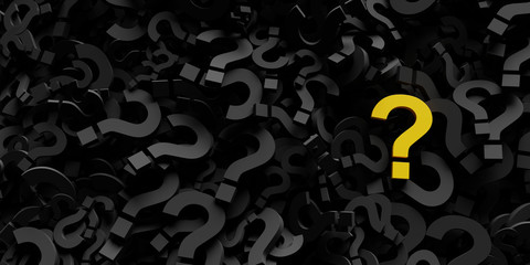 Wall Mural - infinite question marks with a distinct one, original 3d rendering illustration