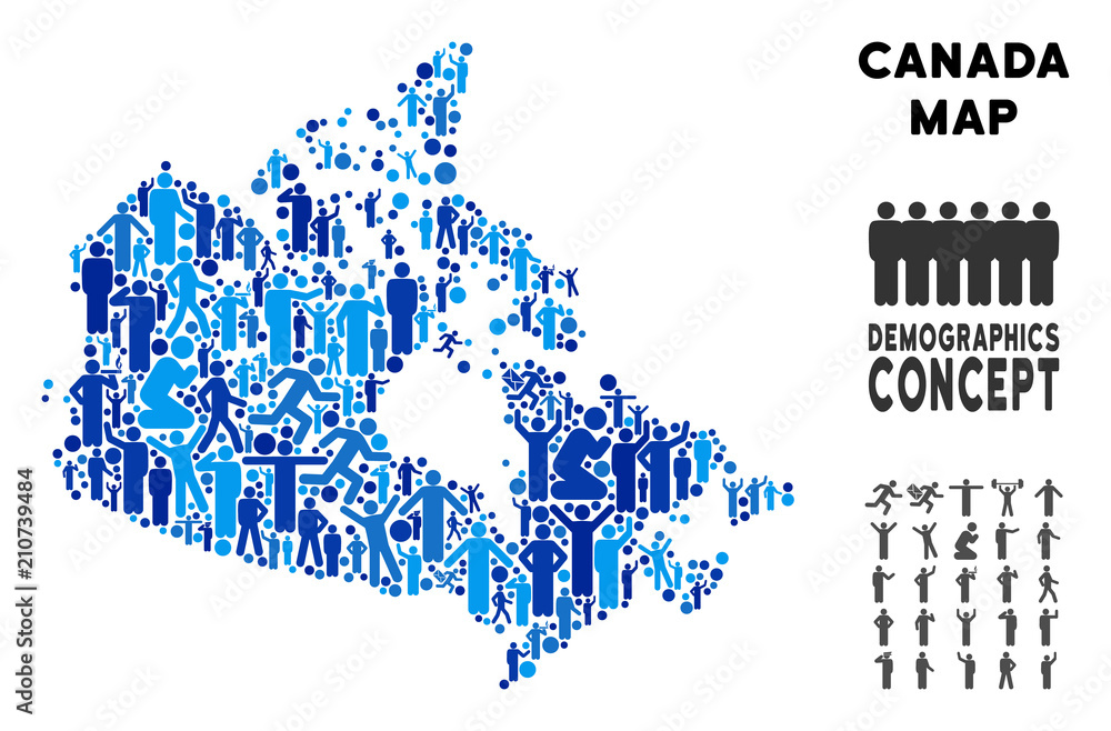 Vector Population Canada Map Demography Collage Of Canada Map