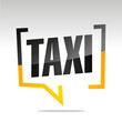Taxi in brackets speech black yellow white isolated sticker icon