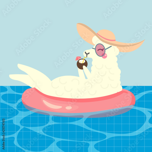 Cute card with cartoon llam...