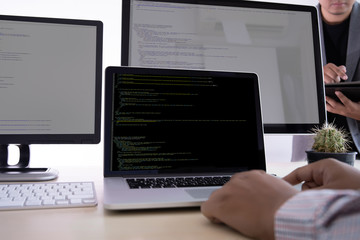 Wall Mural - programmer working developing programming technologies web design online technology