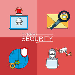 Wall Mural - Cyber security icons