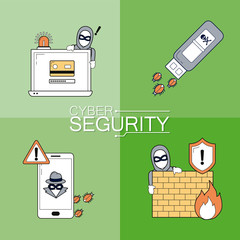 Wall Mural - Cyber security icons