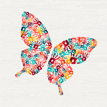 Human Hand Print Butterfly Shape Concept