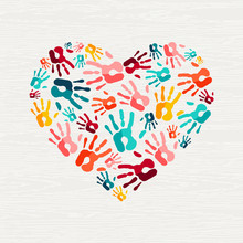 Human Hand Print Heart Shape Love Concept
