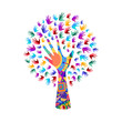 Tree with human hands for social work help