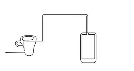 Wall Mural - animation of continuous line drawing of laptop computer mobile phone