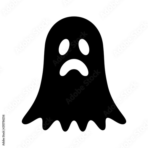 Fotografie, Obraz Sad ghost, phantom or apparition haunting Halloween flat vector icon for holiday