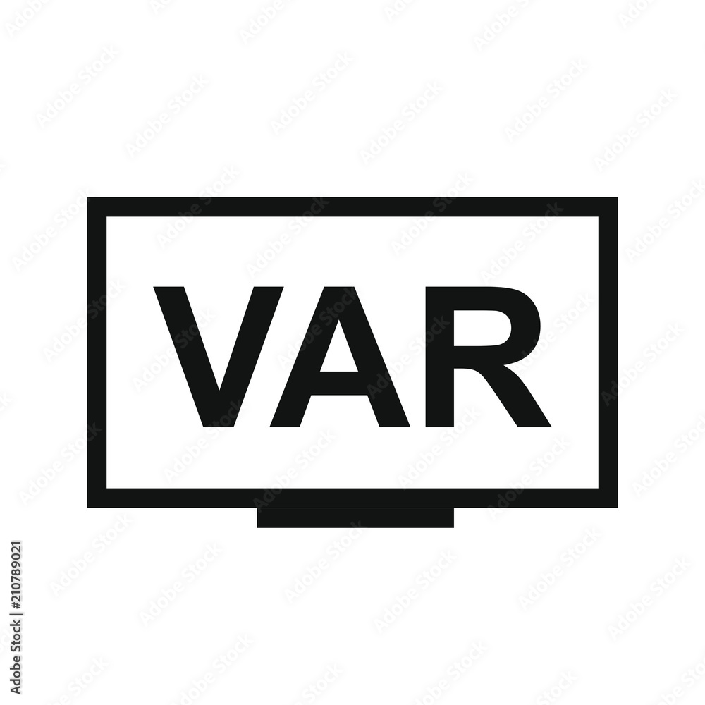VAR, Video Assistant Referee symbol for soccer or football match on screen or TV. Vector Illustration. - obrazy, fototapety, plakaty 