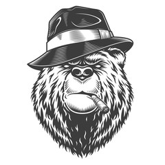 Wall Mural - vintage logo style bear