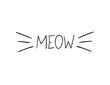 Vector Meow Illustration, Cat Whiskers Hand Drawn Illustration.