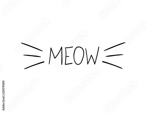 Cuadros en Lienzo Vector Meow Illustration, Cat Whiskers Hand Drawn Illustration.