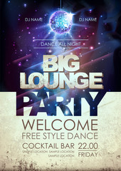 Wall Mural - disco ball background. disco big lounge party poster on open space background