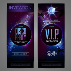 Wall Mural - Disco ball background. Disco party poster on open space background