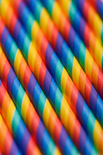 Striped Multicolored Straws Macro Background