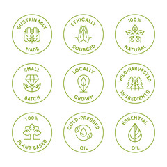 Wall Mural - vector set of linear circle design elements, logo templates, icons and badges for natural organic co