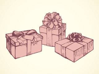 Wall Mural - Box with gift. Vector drawing