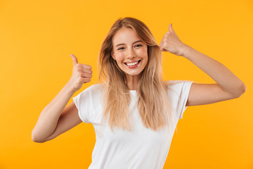 Wall Mural - Portrait of a cheerful young blonde girl