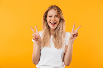 Sticker - Portrait of an excited young blonde girl